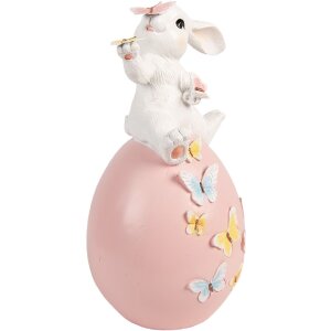Кролик на яйце, белый с розовыми акцентами, 16x15x29 см