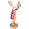 Фигурка Clayre & Eef «Кролик с тортой» бежево-красная, 14x10x30 см