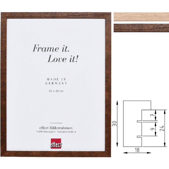 Фоторамка Effect из алюминия с массивной дубовой рамой