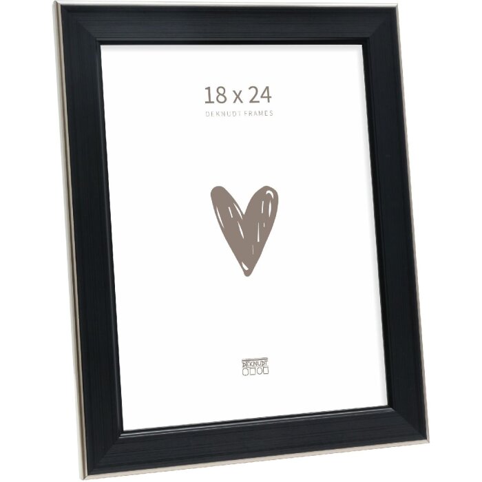 Фоторамка Deknudt S244 черная с серебряной кромкой 18x24 см