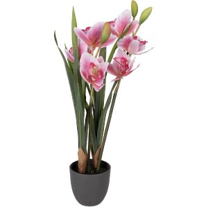Искусственное растение Cattleya Hybrida 14x14x55 см, розово-зеленое