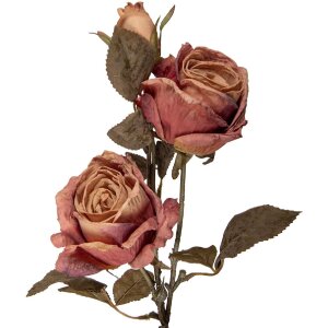 Декоративная ветка с розовыми цветами и зеленью, 12x12x70 см