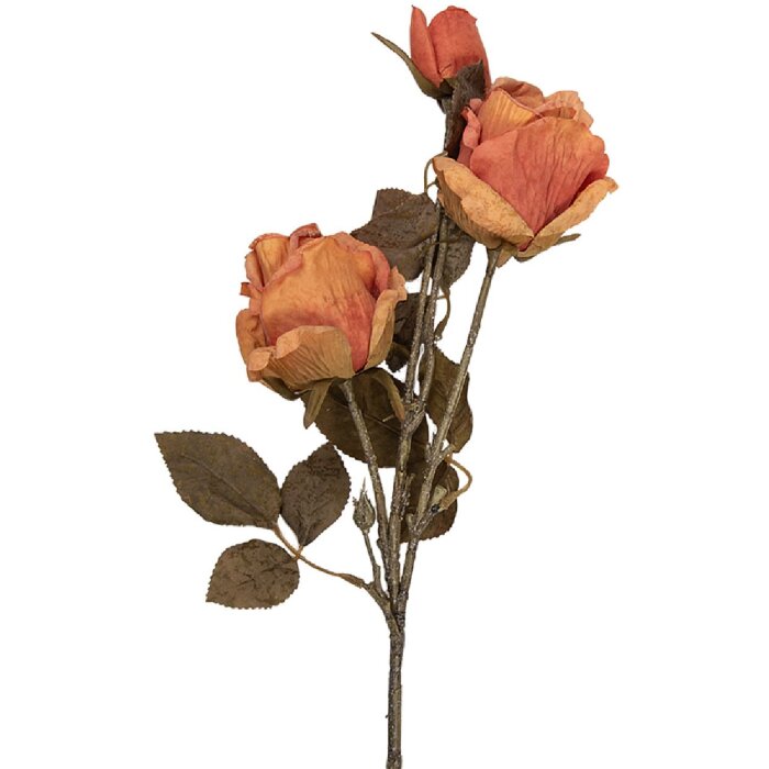 Декоративная ветка с цветами Clayre & Eef, оранжево-зелёная, 12x12x70 см