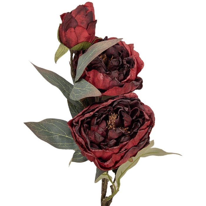 Декоративная ветвь с цветами Clayre & Eef, 16x16x72 см, красно-зеленая