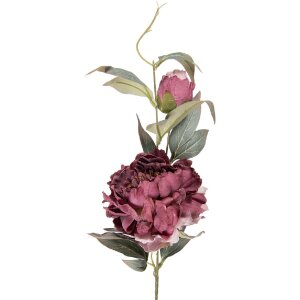 Декоративная ветка Clayre & Eef с цветами фиолетово-зеленые 14x14x78 см