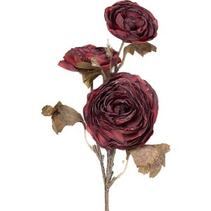 Декоративная ветвь с цветами Clayre & Eef, красно-зеленая, 10x12x70 см