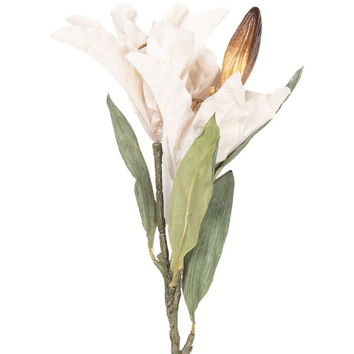 Декоративная ветка с цветами Clayre & Eef, бежево-зеленая, 12x16x88 см