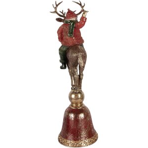 Санта-Клаус на олене Clayre & Eef, 63x24x20 см, коричневый, красный