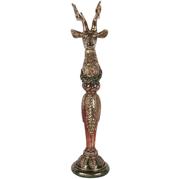 Фигура «Олень» золотистый с зеленым акцентом, 16x22x70 см, Clayre & Eef