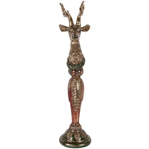 Фигура «Олень» золотистый с зеленым акцентом, 16x22x70 см, Clayre & Eef