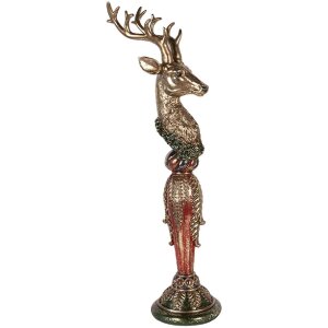 Фигура «Олень» золотистый с зеленым акцентом, 16x22x70 см, Clayre & Eef