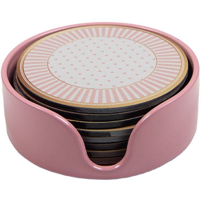 Подставки Clayre & Eef, 8 шт., Ø 10x4 см, бежево-розовые