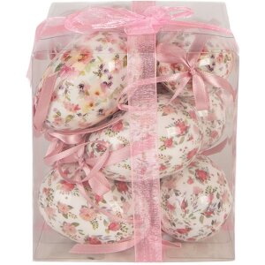 Набор декоративных подвесок в виде яиц белого и розового...