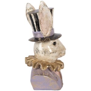 Статуэтка зайца Clayre & Eef, 14x12x27 см, бежевый с перламутром
