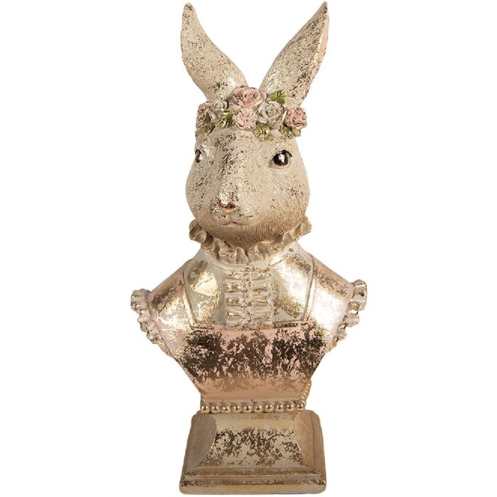 Статуэтка кролика Clayre & Eef 16x11x31 см, бежево-розовая, для Пасхи
