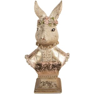 Статуэтка кролика Clayre & Eef 16x11x31 см, бежево-розовая, для Пасхи