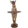 Фигурка кролика с миской Clayre & Eef, коричнево-красная, 19x15x52 см