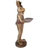 Фигурка кролика с миской Clayre & Eef, коричнево-красная, 19x15x52 см