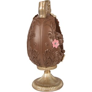 Декоративное яйцо Clayre & Eef с кроликом, коричнево-золотое, Ø 12x26 см