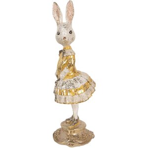 Фигурка кролика Clayre & Eef, бежево-золотая, Ø 13x36 см