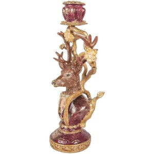 Статуэтка-подсвечник в виде оленя фиолетово-золотой, 14x11x31 см
