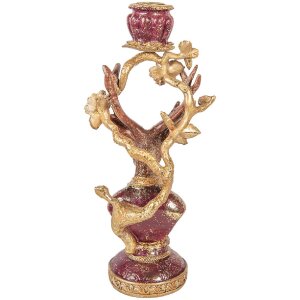 Статуэтка-подсвечник в виде оленя фиолетово-золотой, 14x11x31 см