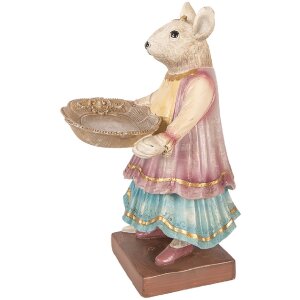 Декоративная мышка с миской Clayre & Eef, бежевая, 17x15x26 см