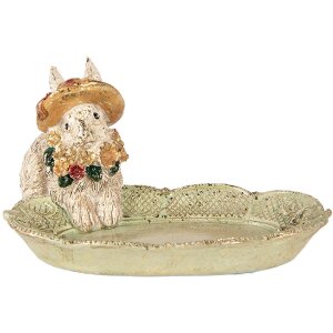 Декоративная чаша Clayre & Eef с кроликом, бежевый, 14x11x8 см