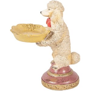 Фигурка Clayre & Eef «Собака с миской» бежево-жёлтая 15x16x21 см