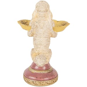 Фигурка Clayre & Eef «Собака с миской» бежево-жёлтая 15x16x21 см