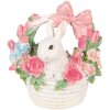 Фигурка кролик в корзинке, белый/розовый, 15x9x16 см