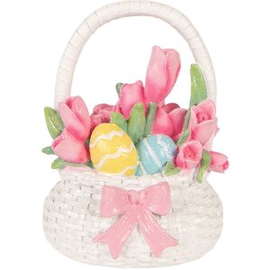 Корзина для декора Clayre & Eef 14x11x18 см, белая с розовыми акцентами