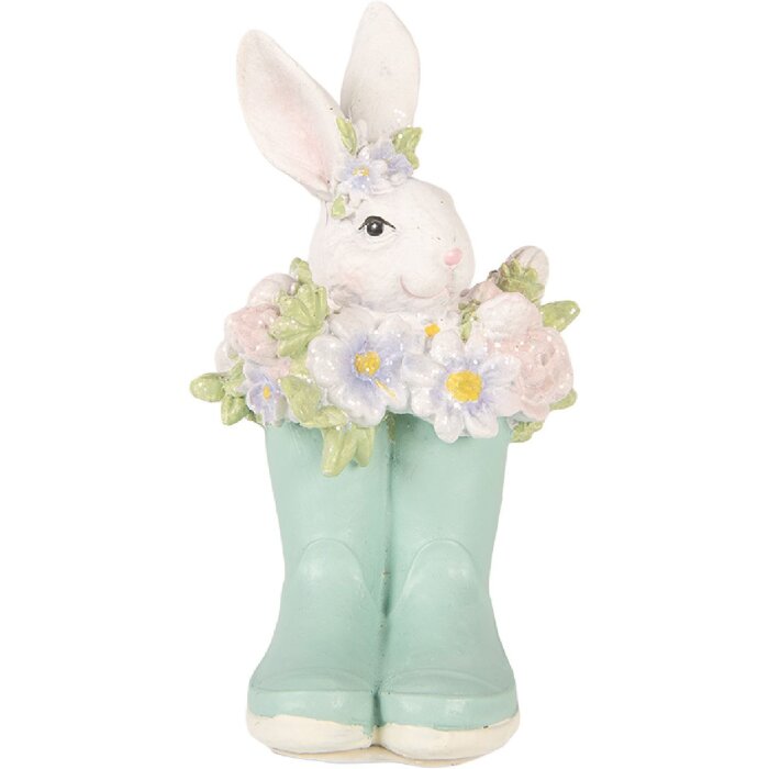 Зайчик в сапогах от Clayre & Eef, бело-синий, 9x9x15 см