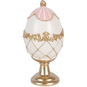Декоративное яйцо Clayre & Eef, белое с золотыми акцентами, Ø 8x15 см