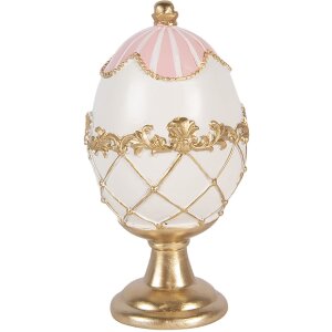 Декоративное яйцо Clayre & Eef, белое с золотыми акцентами, Ø 8x15 см