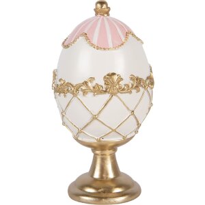 Декоративное яйцо Clayre & Eef, белое с золотыми акцентами, Ø 8x15 см