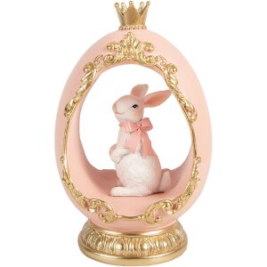 Декоративное яйцо Clayre & Eef с зайчиком, белое с золотом, 13x10x20 см