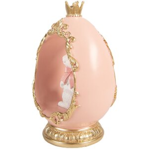 Декоративное яйцо Clayre & Eef с зайчиком, белое с золотом, 13x10x20 см