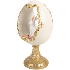 Декоративное яйцо Clayre & Eef с кроликом, бело-золотое, 12x11x22 см