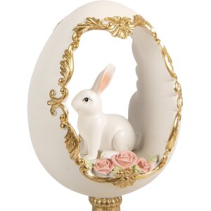 Декоративное яйцо Clayre & Eef с кроликом, бело-золотое, 12x11x22 см