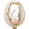 Декоративное яйцо Clayre & Eef с кроликом, бело-золотое, 12x11x22 см