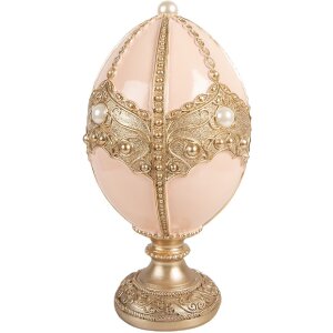 Декоративное яйцо Clayre & Eef, нежно-розовое с золотым акцентом, Ø 15x27 см