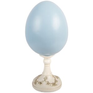 Декоративное яйцо Clayre & Eef с кроликом, бело-синее, 13x12x28 см
