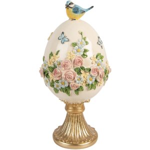 Декор «Яйцо с птицей» бело-золотое, Ø 16x33 см, полирезин