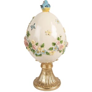 Декор «Яйцо с птицей» бело-золотое, Ø 16x33 см, полирезин