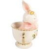 Фигурка кролика в чашке Clayre & Eef, бело-розовая, 16×13×22 см