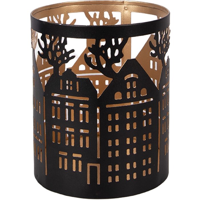 Держатель для свечи Clayre & Eef с домиками, железо, Ø11x13 см