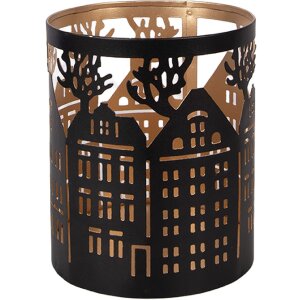 Держатель для свечи Clayre & Eef с домиками, железо, Ø11x13 см