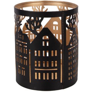 Держатель для свечи Clayre & Eef с домиками, железо, Ø11x13 см