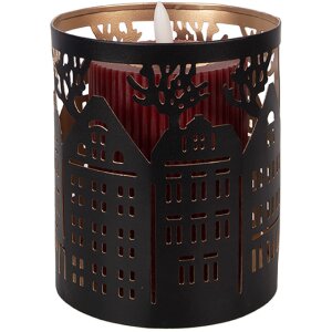 Держатель для свечи Clayre & Eef с домиками, железо, Ø11x13 см